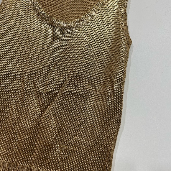 Ralph Lauren Gold Metallic Sweater Tank Women’s Size XS - Picture 3 of 5